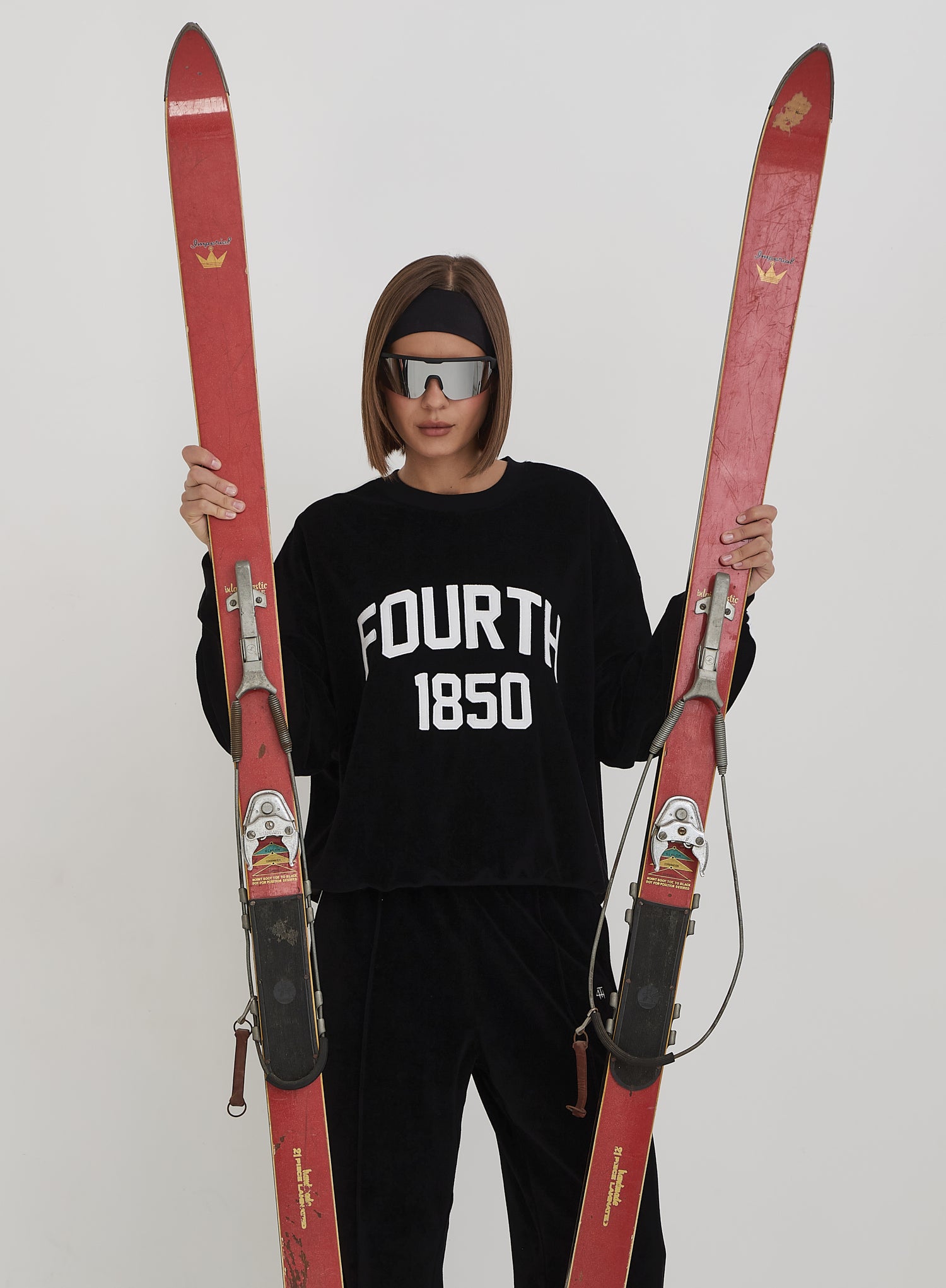 Black Velour Branded Classic Sweatshirt